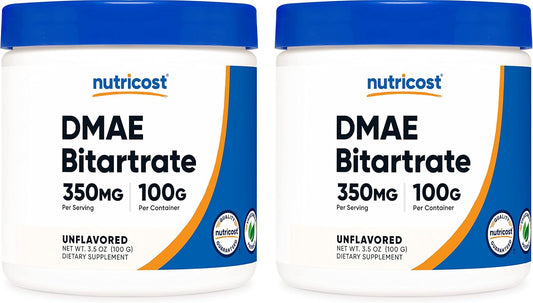 2-Pack Nutricost Pure DMAE-Bitartrate Powder 100G - Brain Health Supplement