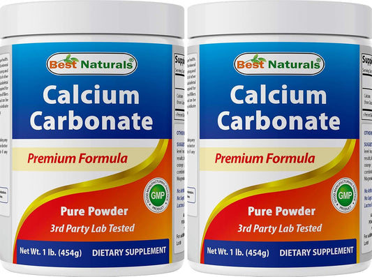 2 Pack of Best Naturals Calcium Carbonate Powder - 2 Pound Total - Food Grade Quality