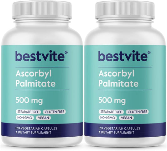 2-Pack of BESTVITE Ascorbyl Palmitate 500mg Vegetarian Capsules - No Stearates, Fillers, or Flow Agents