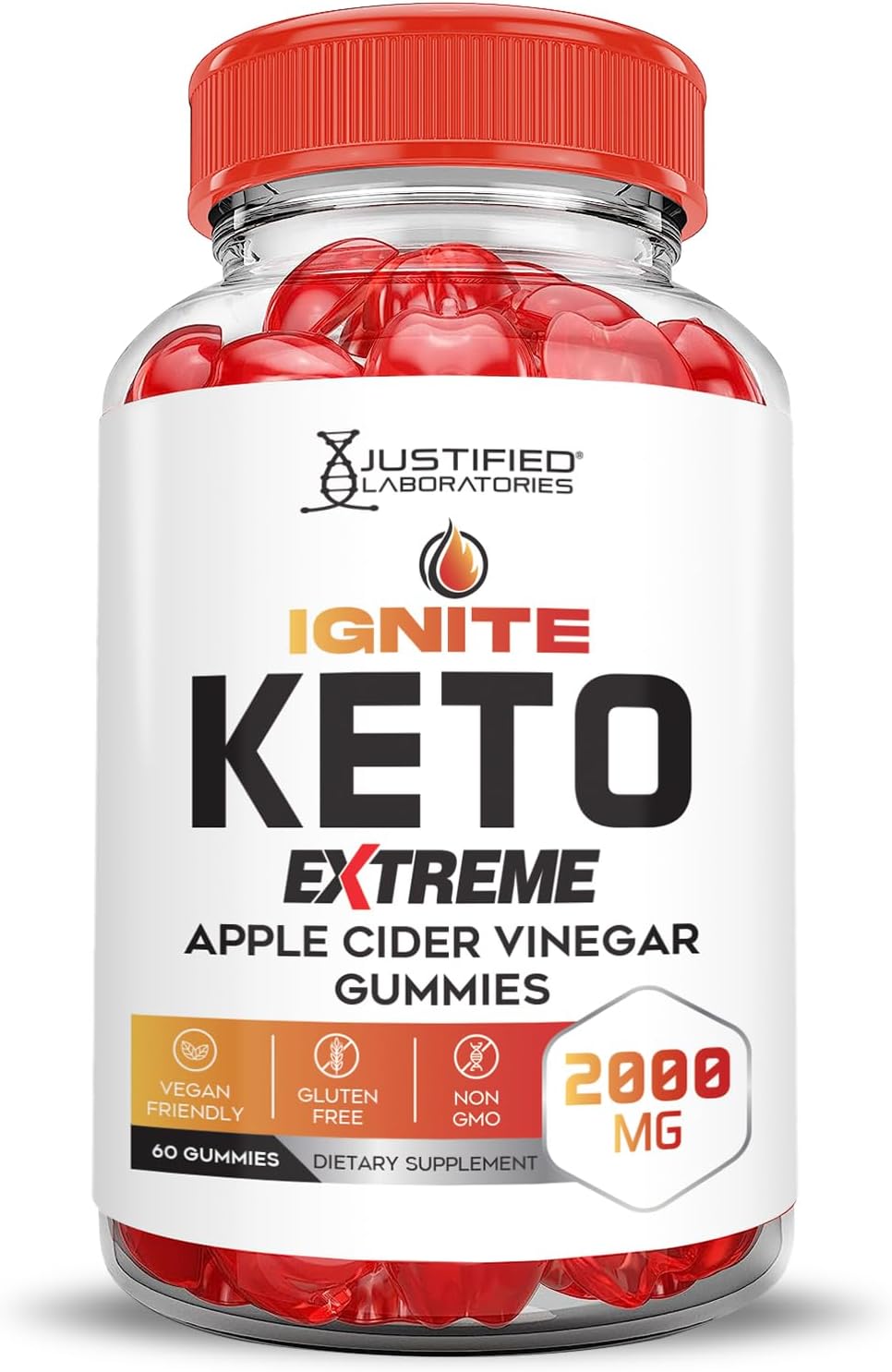 2 Pack of Justified Laboratories Ignite Keto ACV Gummies - 2000MG Extreme Formula with Pomegranate Beet Juice Powder, B12 - Vegan & Non GMO - 120 Gummies