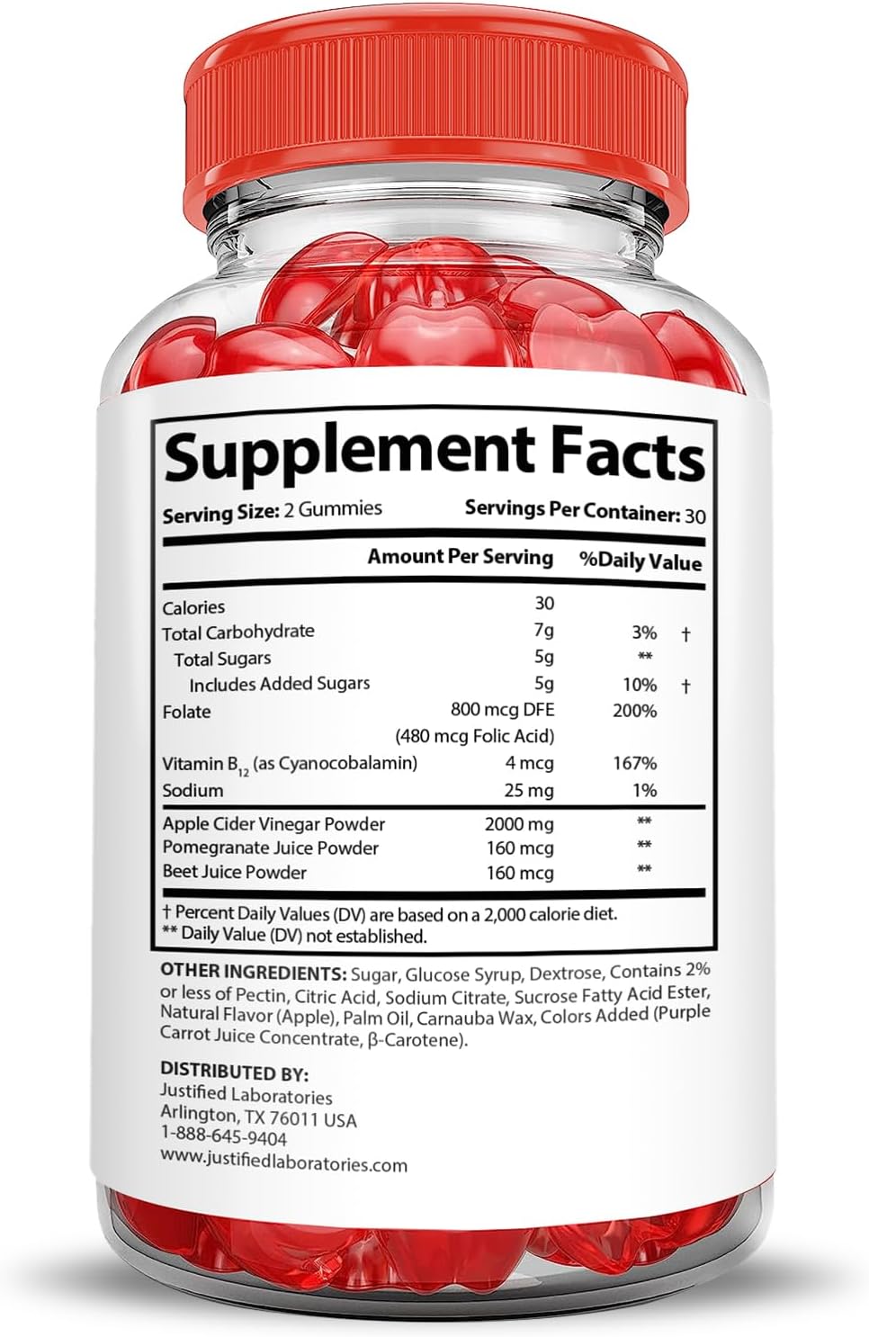 2 Pack of Justified Laboratories Ignite Keto ACV Gummies - 2000MG Extreme Formula with Pomegranate Beet Juice Powder, B12 - Vegan & Non GMO - 120 Gummies