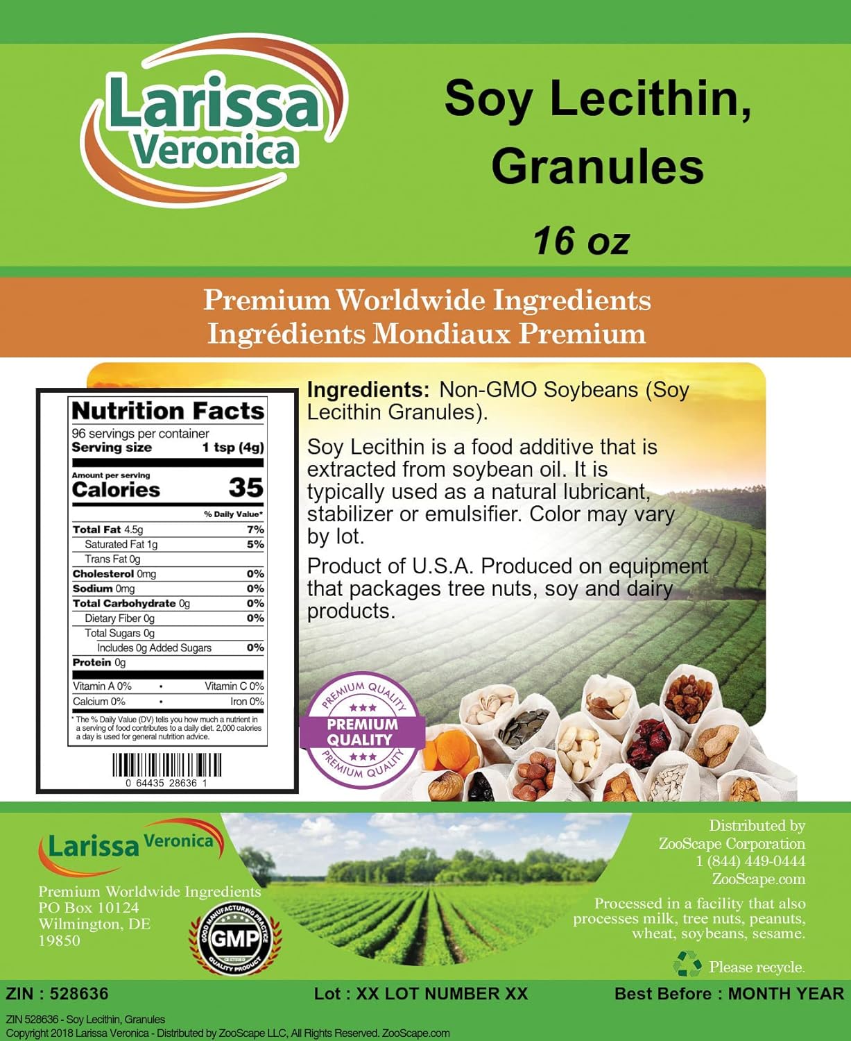 2 Pack of Larissa Veronica Soy Lecithin Granules, 16 oz each (ZIN: 528636)