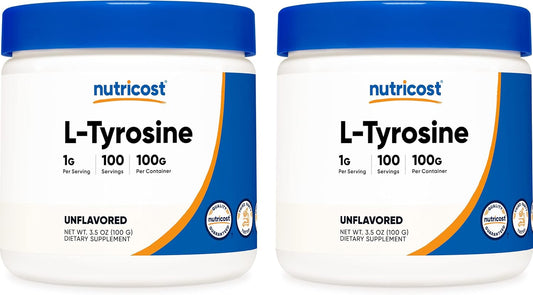 2 Pack of Nutricost L-Tyrosine Powder - 100g Per Bottle, 1g Per Serving - 200g Total