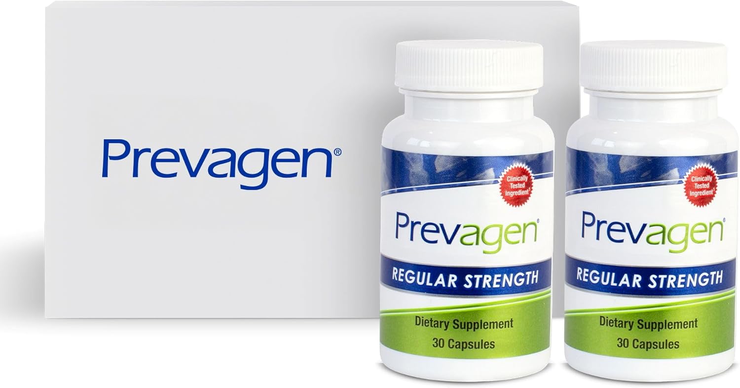 2 Pack of Prevagen Regular Strength 10mg Capsules with Apoaequorin & Vitamin D, Includes Stackable Storage Box