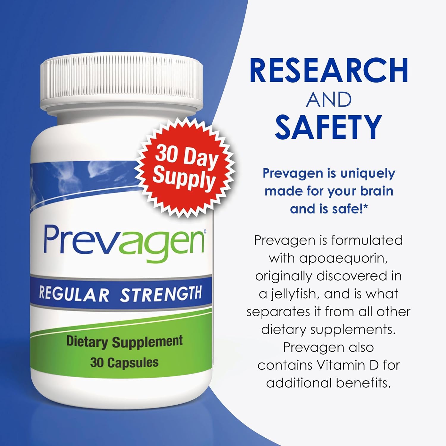 2 Pack of Prevagen Regular Strength 10mg Capsules with Apoaequorin & Vitamin D, Includes Stackable Storage Box