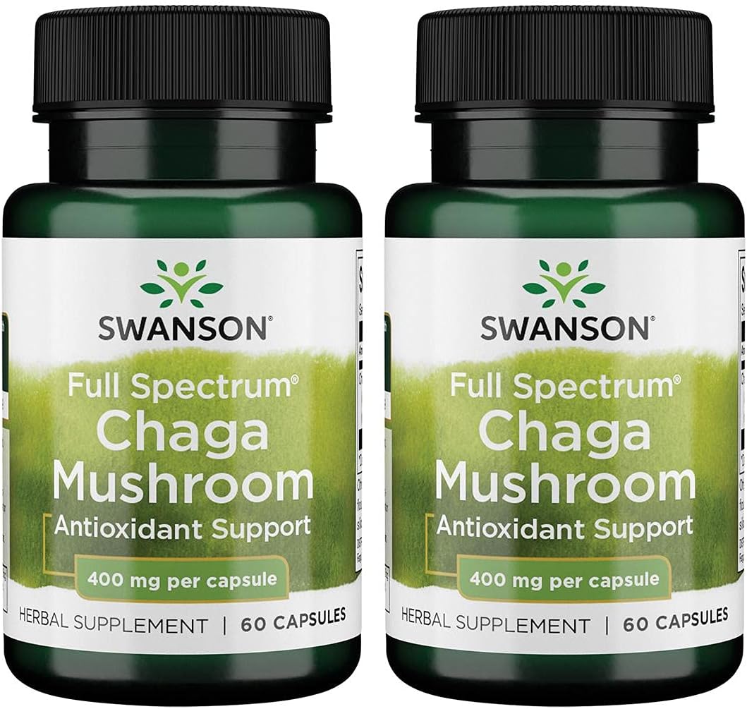 2 Pack of Swanson Full Spectrum Chaga Mushroom Antioxidant Immune Support Capsules - 400mg (60 Count)