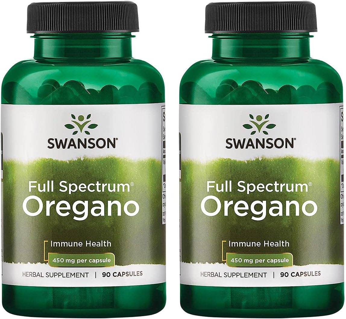 2 Pack of Swanson Oregano 450mg 90 Capsules for Immune Support & Antioxidant Benefits