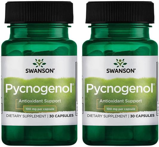 2 Pack of Swanson Pycnogenol 100mg Capsules for Antioxidant Support
