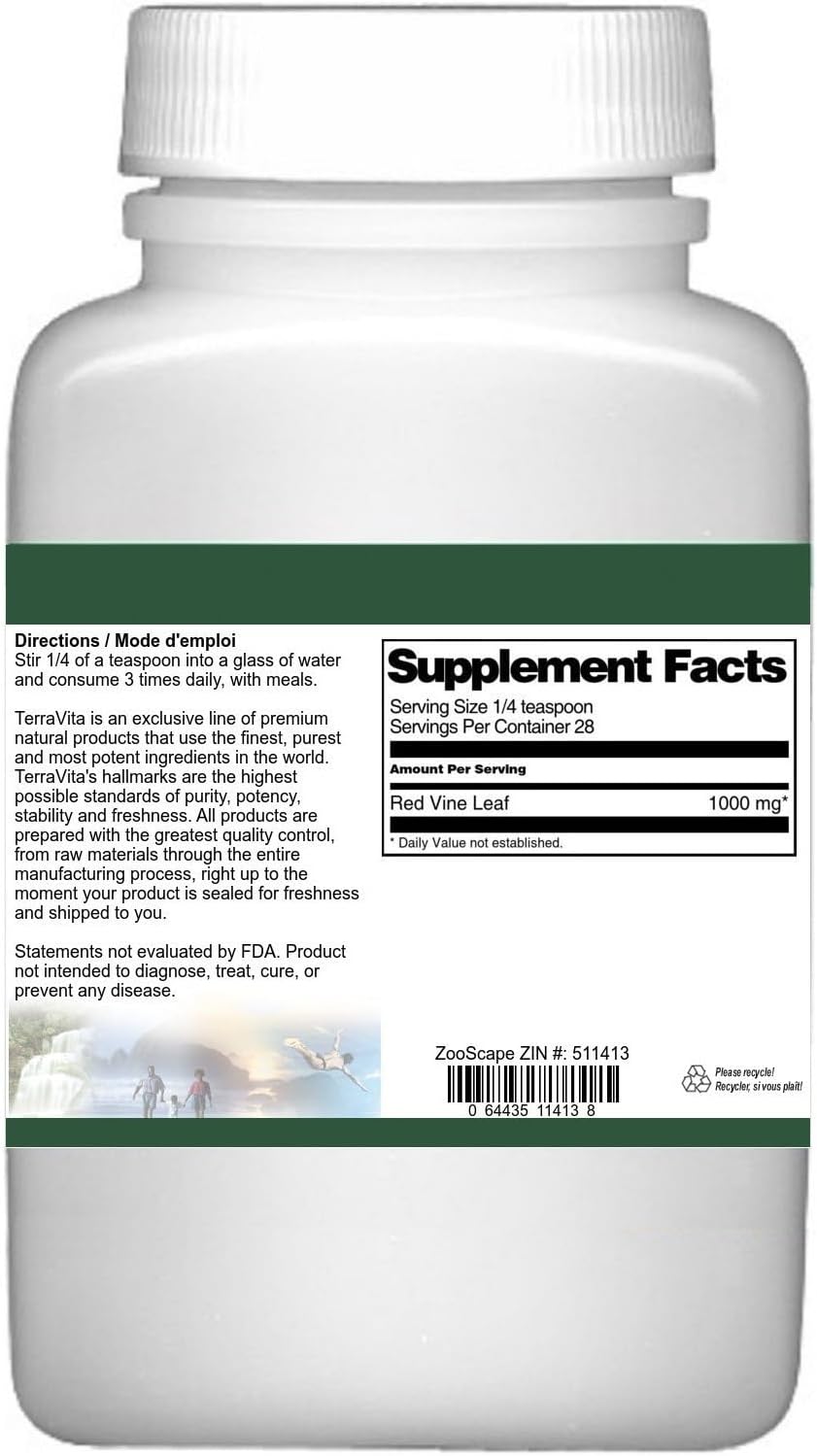 2 Pack of Terravita Red Vine Leaf (Vitis vinifera) Powder - 1 oz (ZIN: 511413)