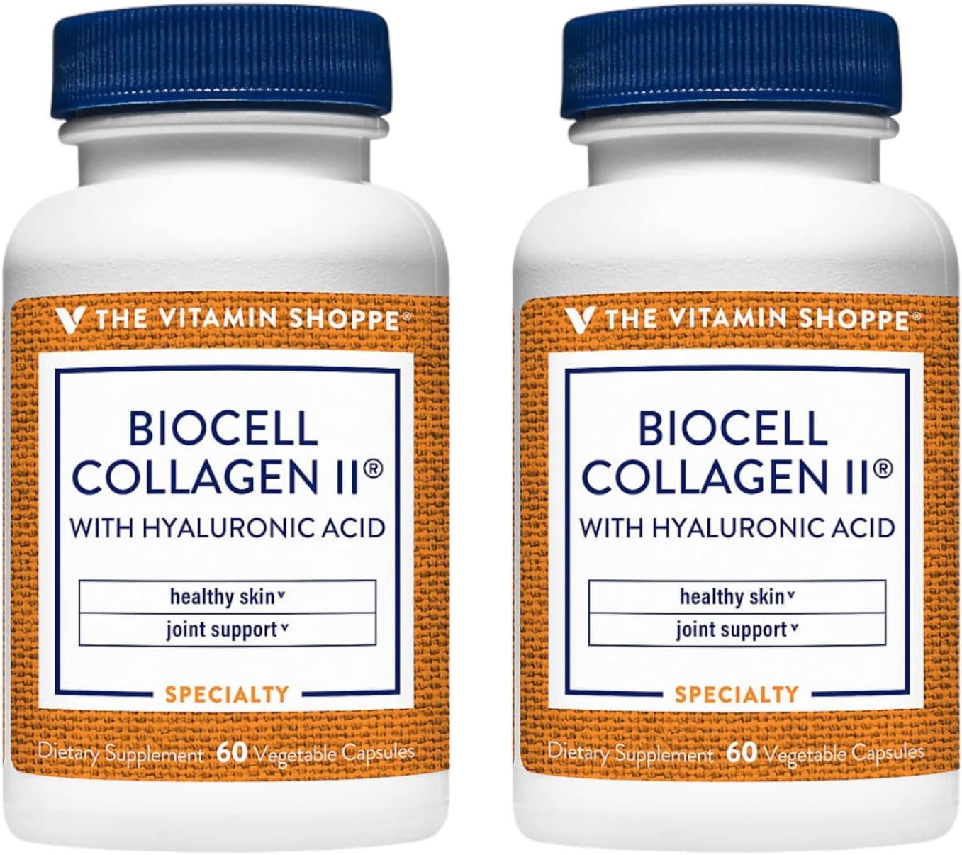 2 Pack of Vitamin Shoppe Biocell Collagen II with Hyaluronic Acid 1000mg for Skin and Joint Health