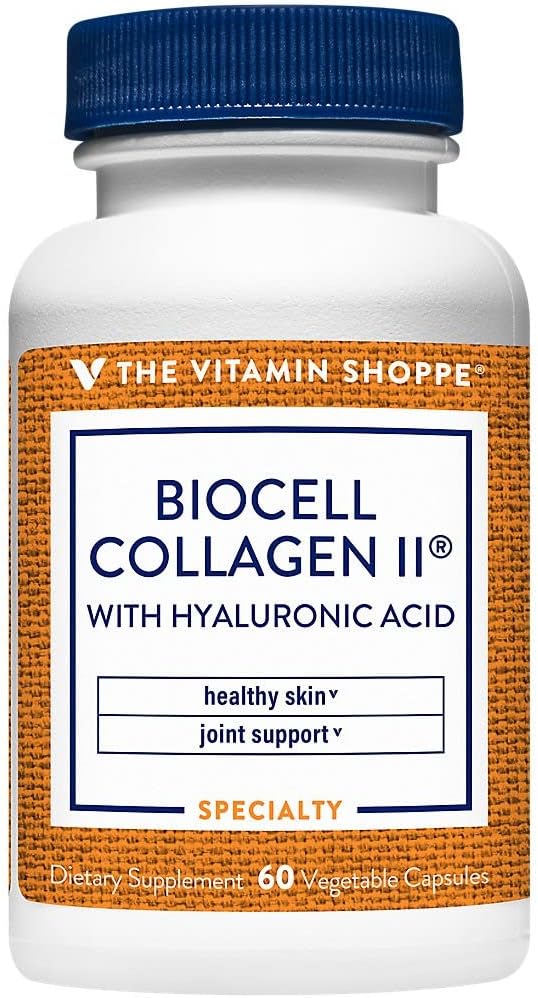 2 Pack of Vitamin Shoppe Biocell Collagen II with Hyaluronic Acid 1000mg for Skin and Joint Health