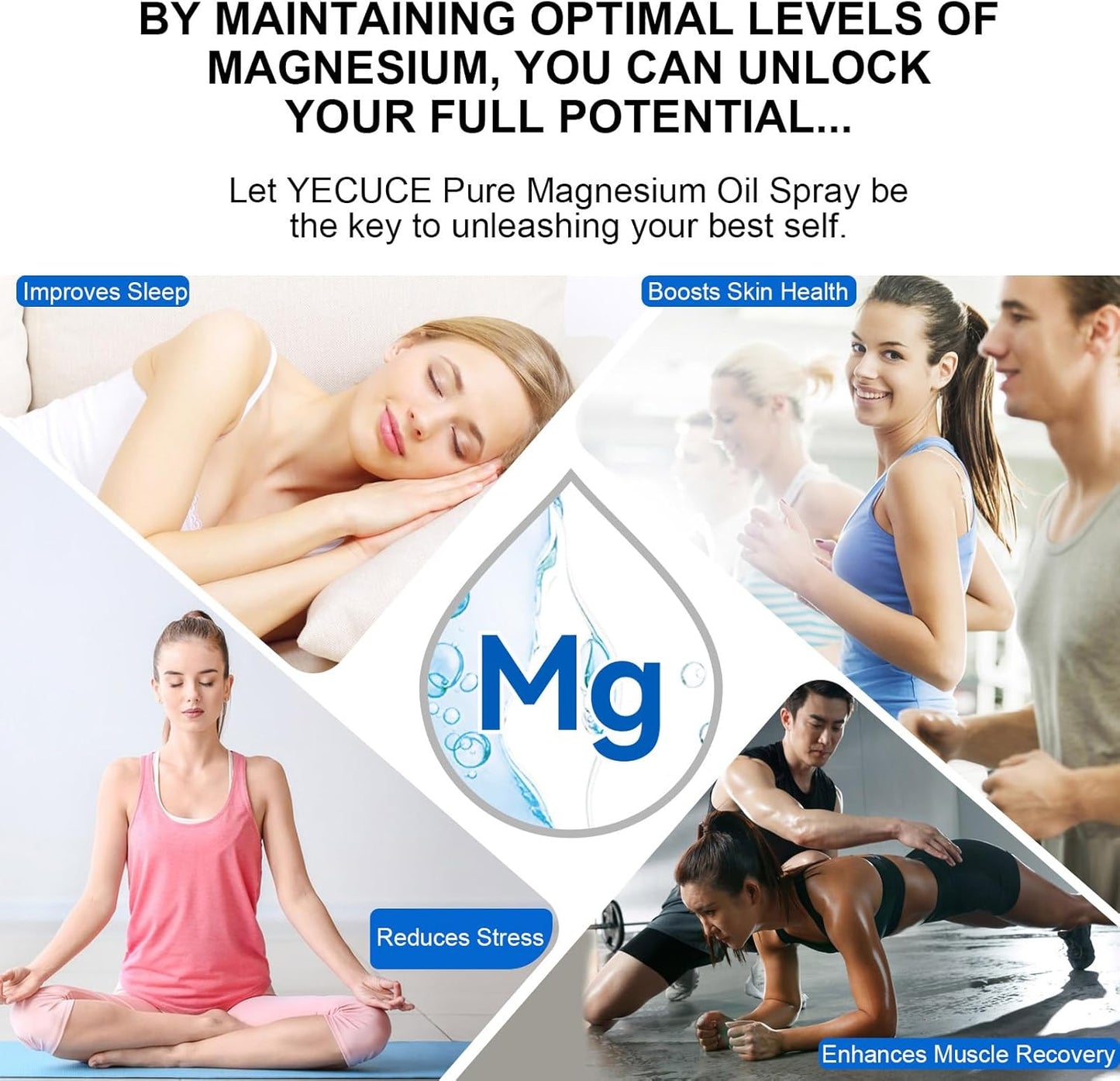 2-Pack Organic Magnesium Oil Spray for Muscle Recovery - 100% Natural Topical Magnesium Spray in Glass Bottle - 4 Fl.Oz