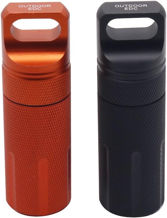 2 Pack Outdoor Waterproof Aluminum Pill Bottle Survival Container Capsule