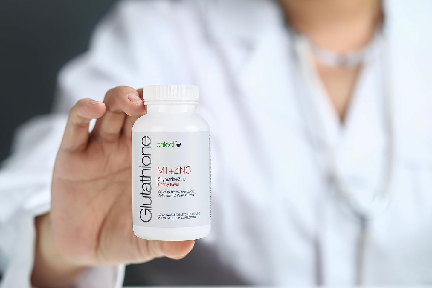 2-Pack PaleoLife Premium Chewable Tablets with Glutathione, Milk Thistle, and Zinc - Cherry Flavor - 60 Tablets