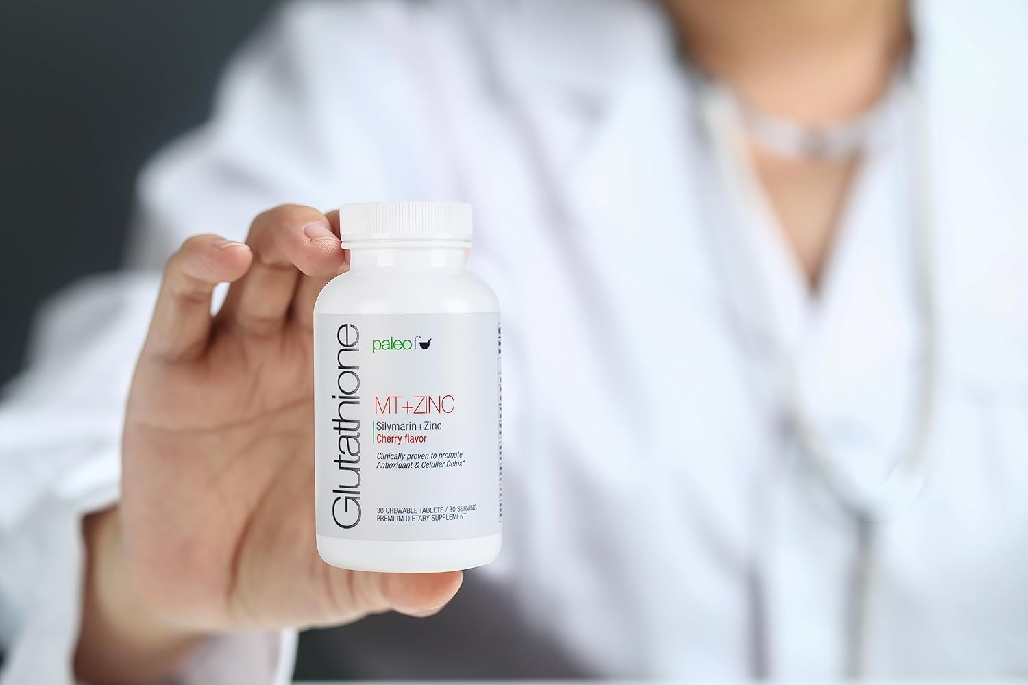 2-Pack PaleoLife Premium Chewable Tablets with Glutathione, Milk Thistle, and Zinc - Cherry Flavor - 60 Tablets