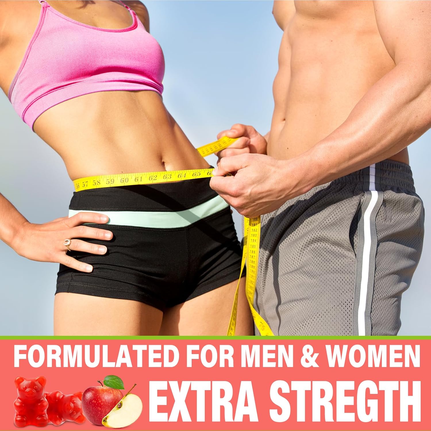 2-Pack Powerific Apple Cider Vinegar Gummies with Mother - 2000mg Strength, Probiotics, Vitamin B12 - Digestion, Metabolism, Cleanse & Detox