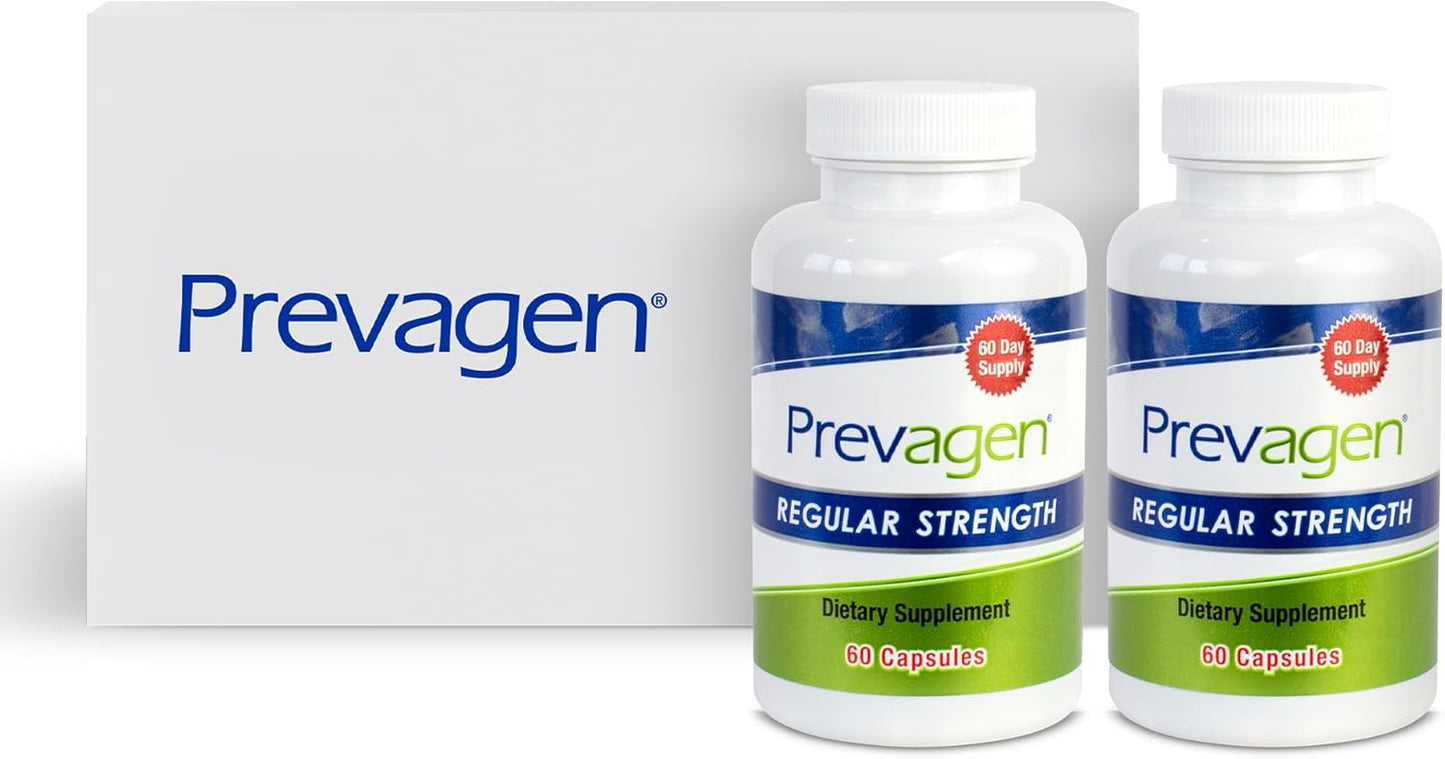 2-Pack Prevagen Regular Strength 10mg Capsules with Apoaequorin & Vitamin D - Includes Stackable Storage Box