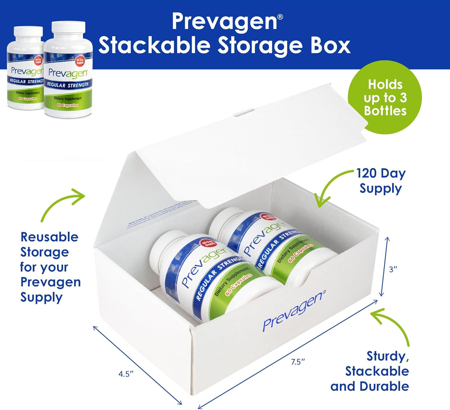 2-Pack Prevagen Regular Strength 10mg Capsules with Apoaequorin & Vitamin D - Includes Stackable Storage Box