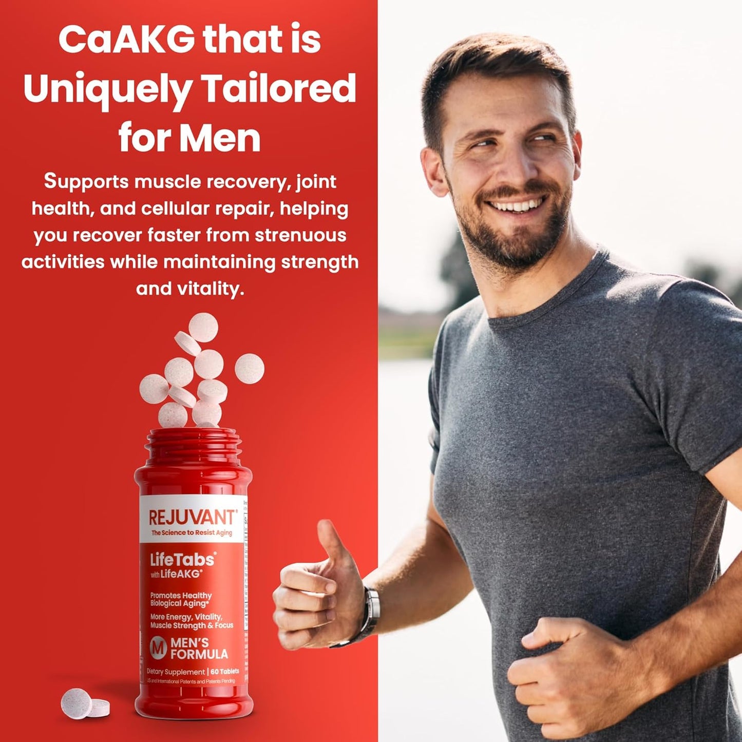 2 Pack Rejuvant AKG Longevity Supplement for Men & Women - 1000MG Pure Calcium Alpha-Ketoglutarate - Sustained-Release Formula for Cellular Repair & Vitality