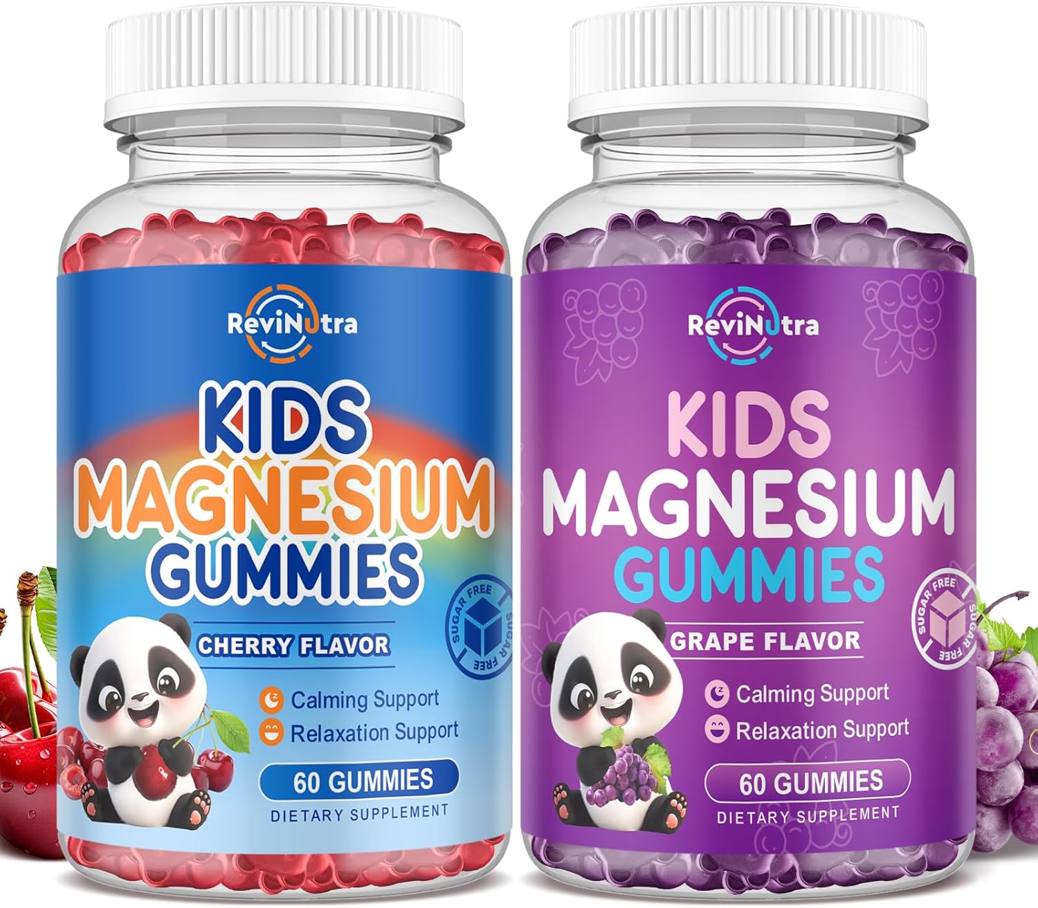2 Pack ReviNutra Kids Magnesium Gummies: Citrate Supplement for Calm Sleep, Bone & Muscle Health, Nerve Relaxation in Adults & Kids