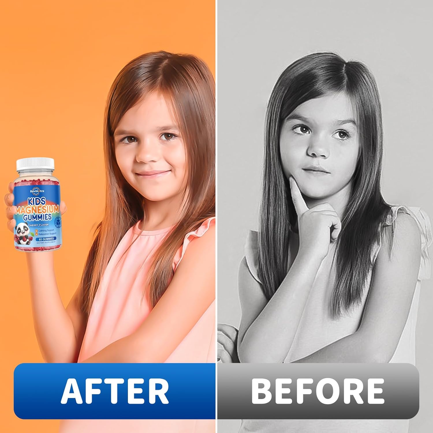 2 Pack ReviNutra Kids Magnesium Gummies: Citrate Supplement for Calm Sleep, Bone & Muscle Health, Nerve Relaxation in Adults & Kids