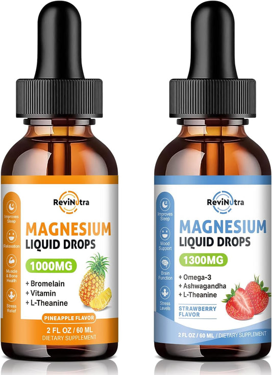 2-Pack ReviNutra Sugar-Free Pineapple & Strawberry Magnesium Liquid Drops