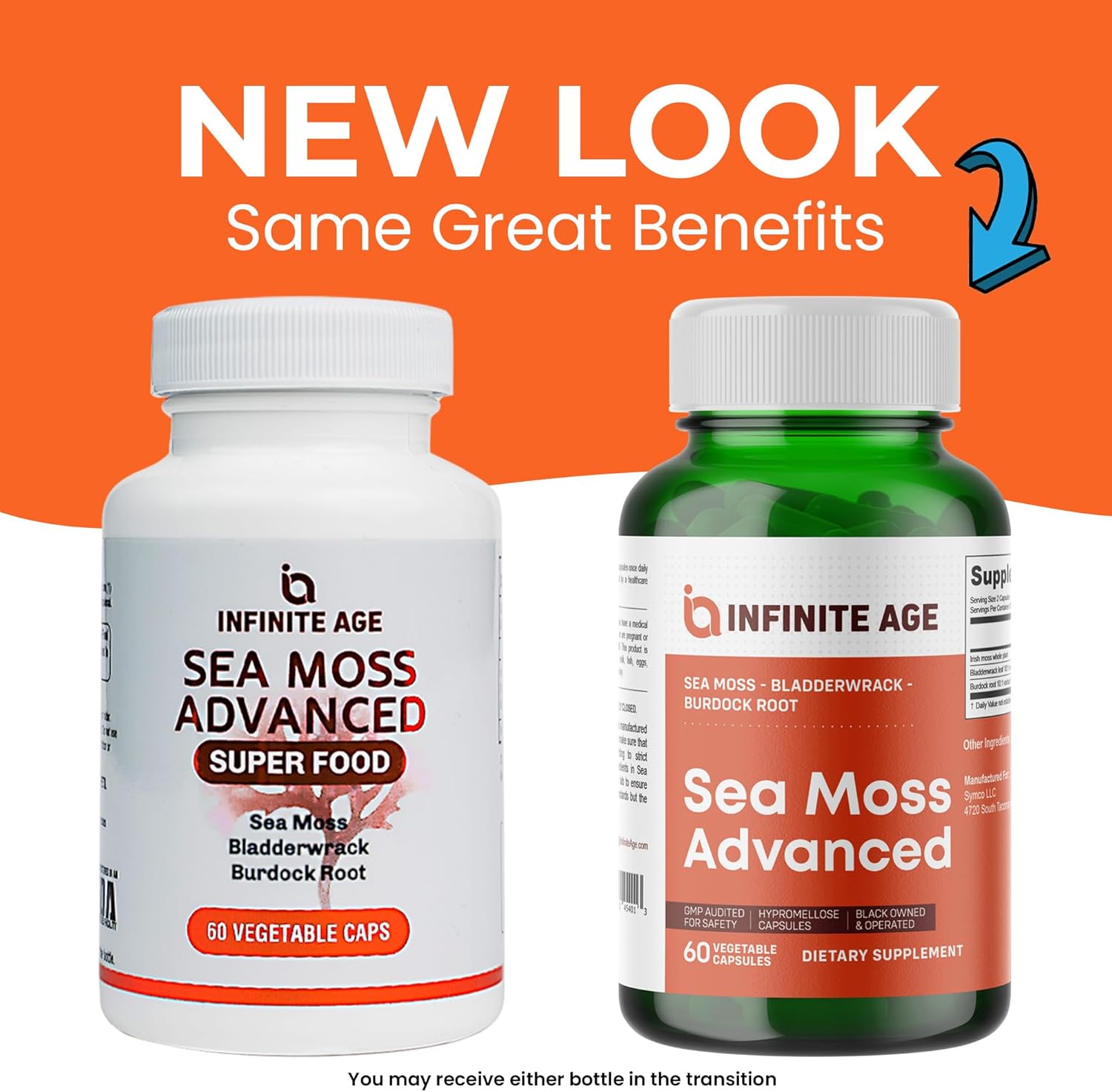 2 Pack Sea Moss Advanced Superfood - 1250mg, High-Potency, Vegan, Made in USA - Irish Sea Moss, Bladderwrack, Burdock Root - Immunity Support, Overall Health - 120 Capsules