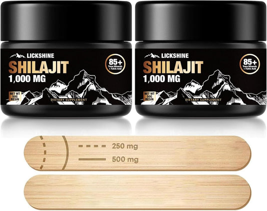 2 Pack Shilajit Resin with Fulvic Acid, 1000mg Maximum Potency Organic Supplement Gel - 100g