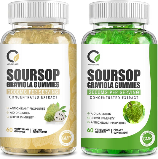 2-Pack Soursop Graviola Gummies for Cell Support, Immunity, Liver & Antioxidant - Gluten Free, Vegan-Friendly