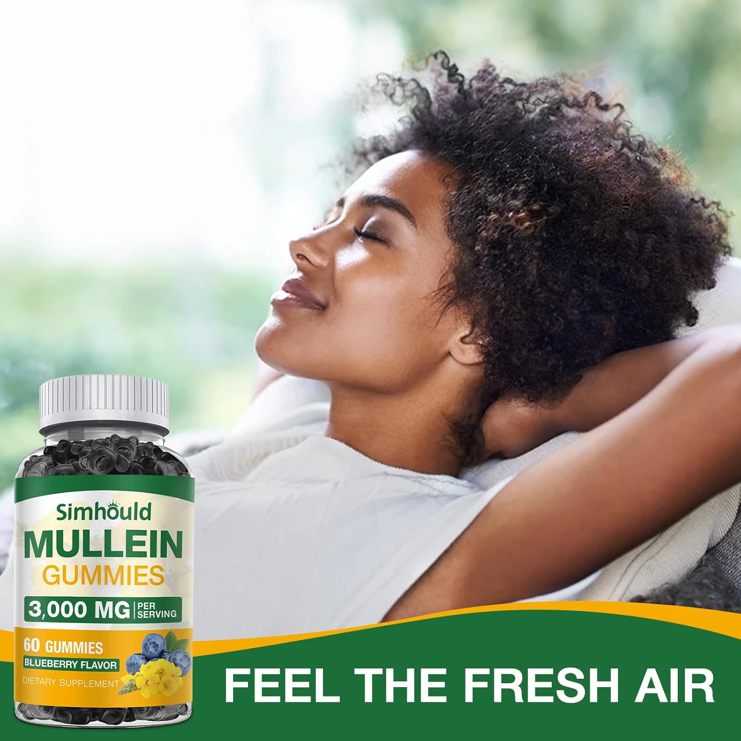 2 Pack Sugar Free 3000MG Mullein Gummies - Organic Lung Cleanse Supplement with Quercetin & Bromelain for Respiratory and Digestive Health