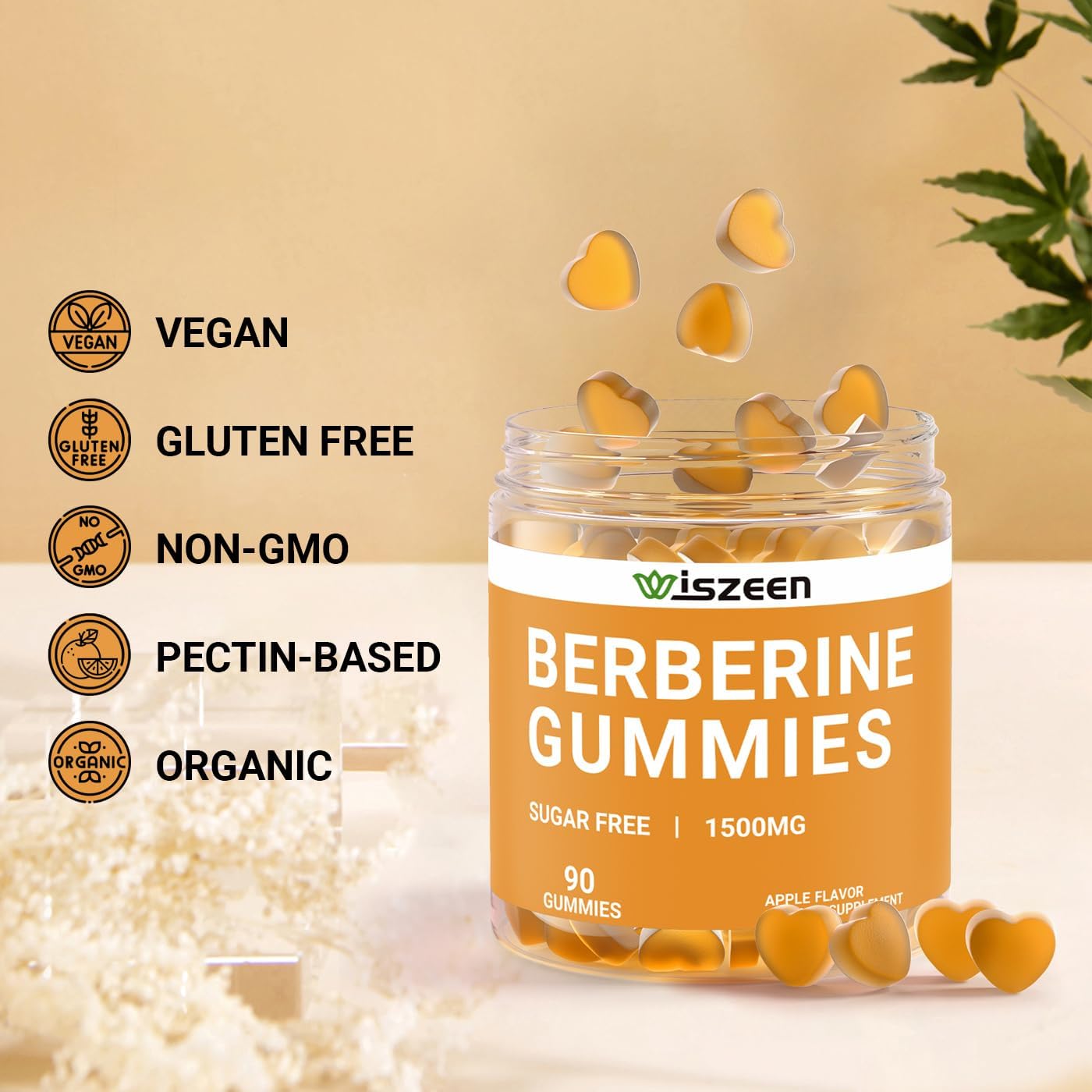 2 Pack Sugar-Free Berberine Gummies with Ceylon Cinnamon - 1500mg Berberine Supplement for Adults