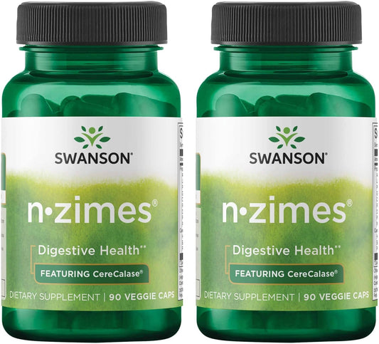 2 Pack Swanson Full Spectrum N-Zimes Enzyme 90 Veg Capsules - Digestive Health Supplement