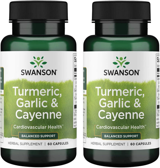 2-Pack Swanson Full Spectrum Turmeric, Garlic, and Cayenne Capsules - 60 Count