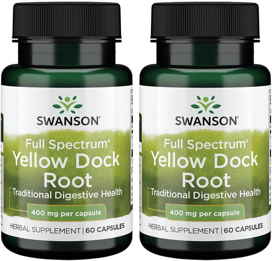 2 Pack Swanson Full Spectrum Yellow Dock Root 400mg 60 Capsules