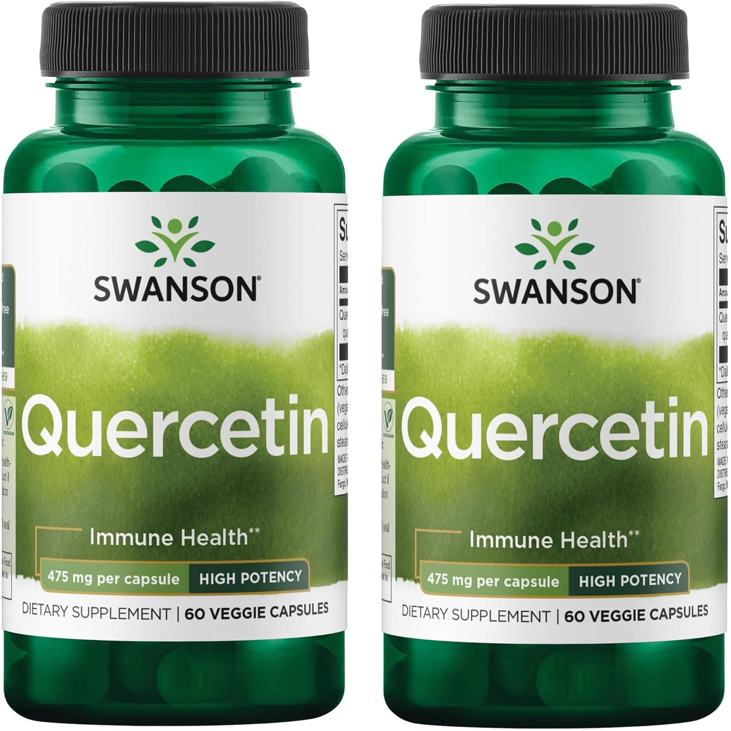 2 Pack Swanson High Potency Quercetin Antioxidant Defense 60 Veggie Capsules