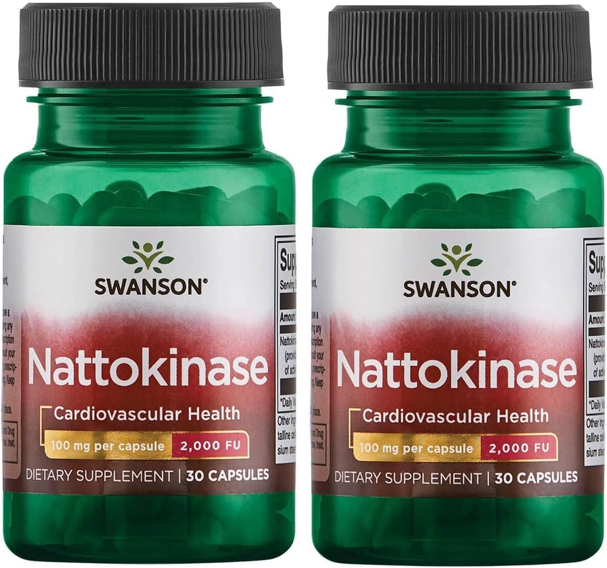 2 Pack Swanson Nattokinase 2000 Fibrinolytic Units Enzyme Capsules - 100mg 30ct