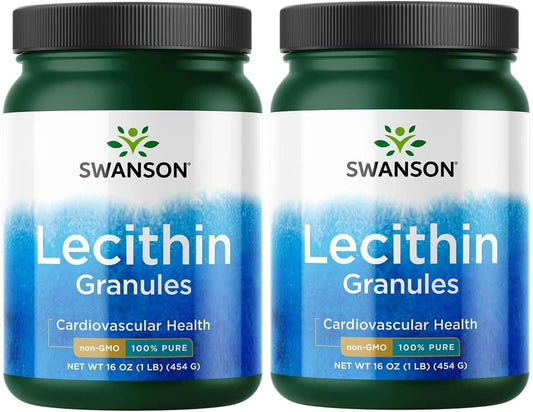 2 Pack Swanson Non-GMO 100% Pure Lecithin Granules 16 Ounce - Total 32 Ounces