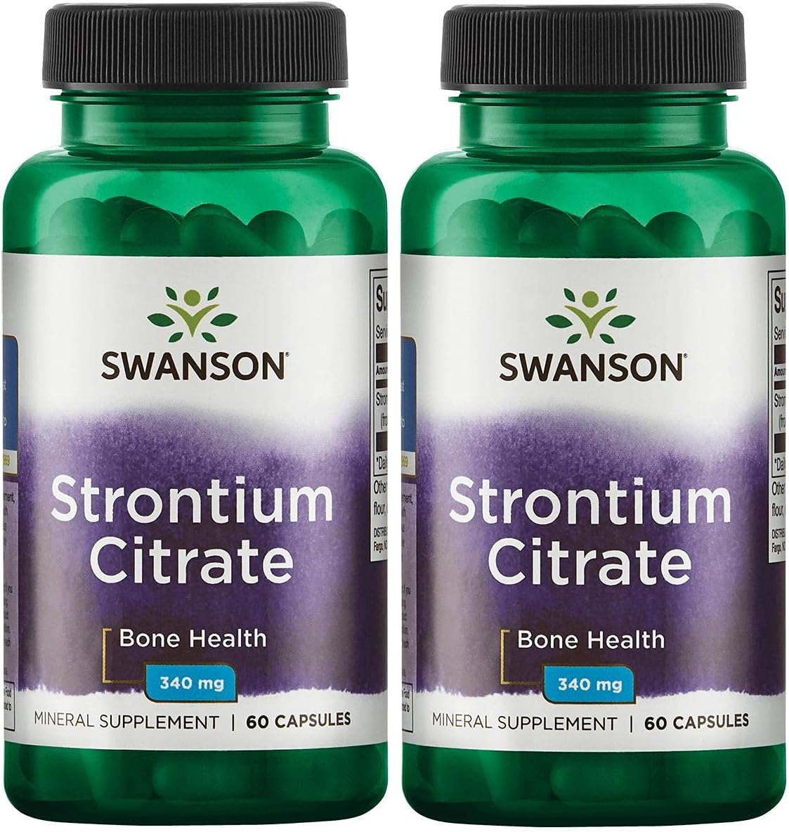 2 Pack Swanson Premium Brand Strontium Citrate 340 mg Capsules - 120 Count Total