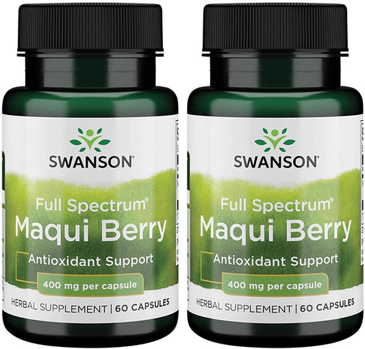 2 Pack Swanson Premium Full Spectrum Maqui Berry 400 mg Capsules