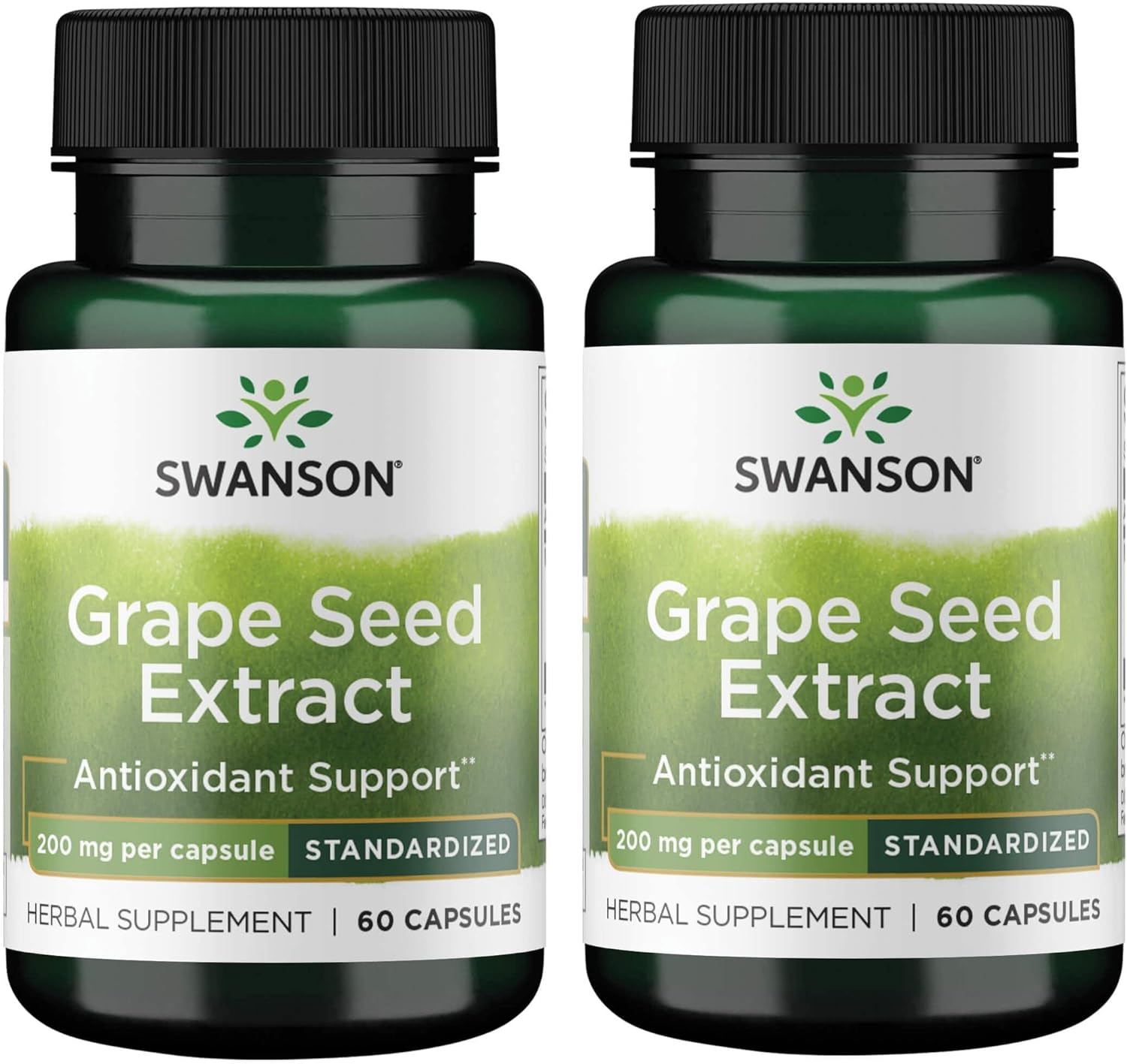 2 Pack Swanson Standardized Grape Seed Extract 200mg 60 Capsules - Antioxidant Supplement