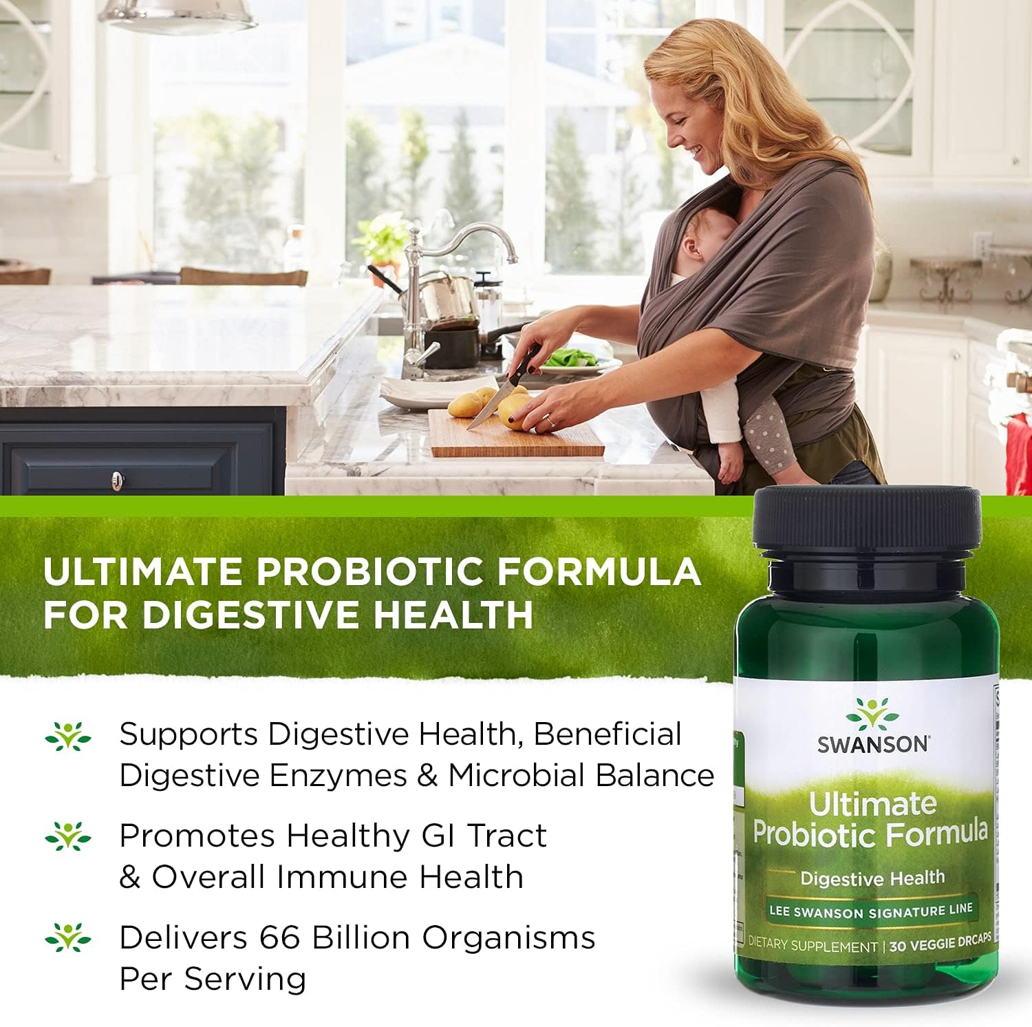 2 Pack Swanson Ultimate Probiotic Formula with 66 Billion CFU, Prebiotic NutraFlora, and scFOS for Digestive and Immune System Support