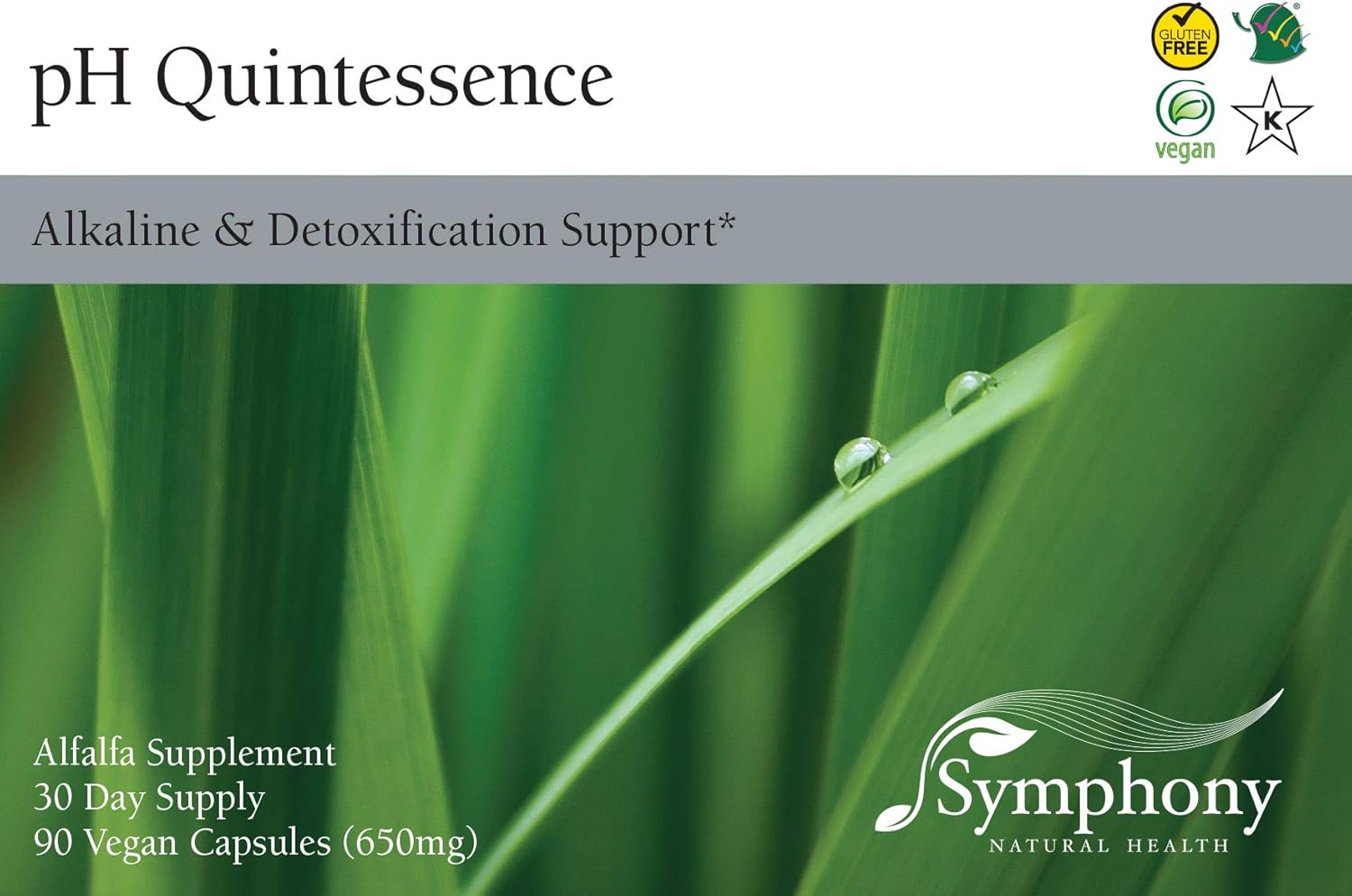2 Pack Symphony Natural Health pH Quintessence Alfalfa Concentrate Capsules - Alkalize, Balance pH, Detox Support - 360 Vegan Capsules
