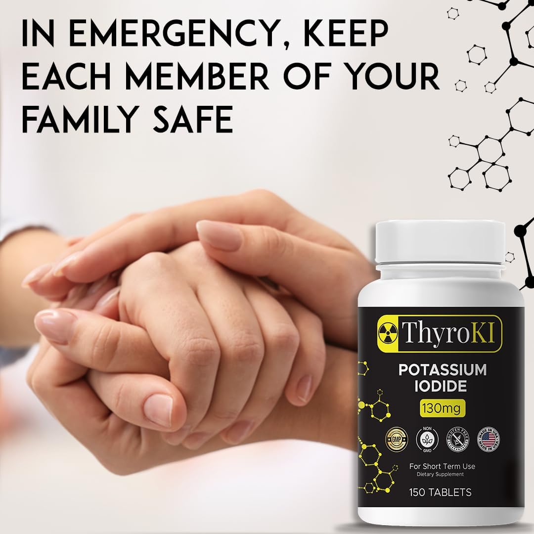 2-Pack ThyroKI Potassium Iodide Tablets 130mg (300 Tablets) - Fast Dissolving Thyroid Support Pills, Non-GMO Iodine Supplement for Emergency Survival