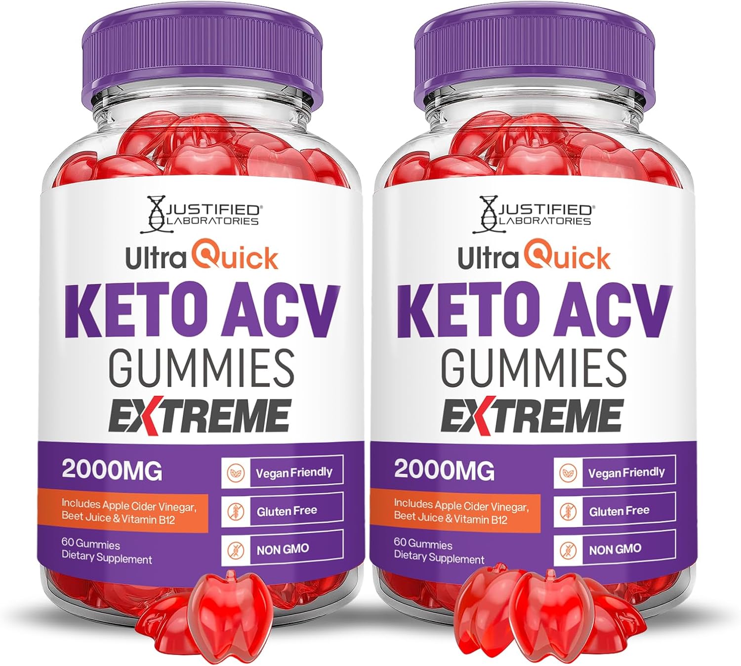 2 Pack Ultra Quick Keto ACV Gummies Extreme 2000MG with Pomegranate Beet Juice Powder - 120 Gummys