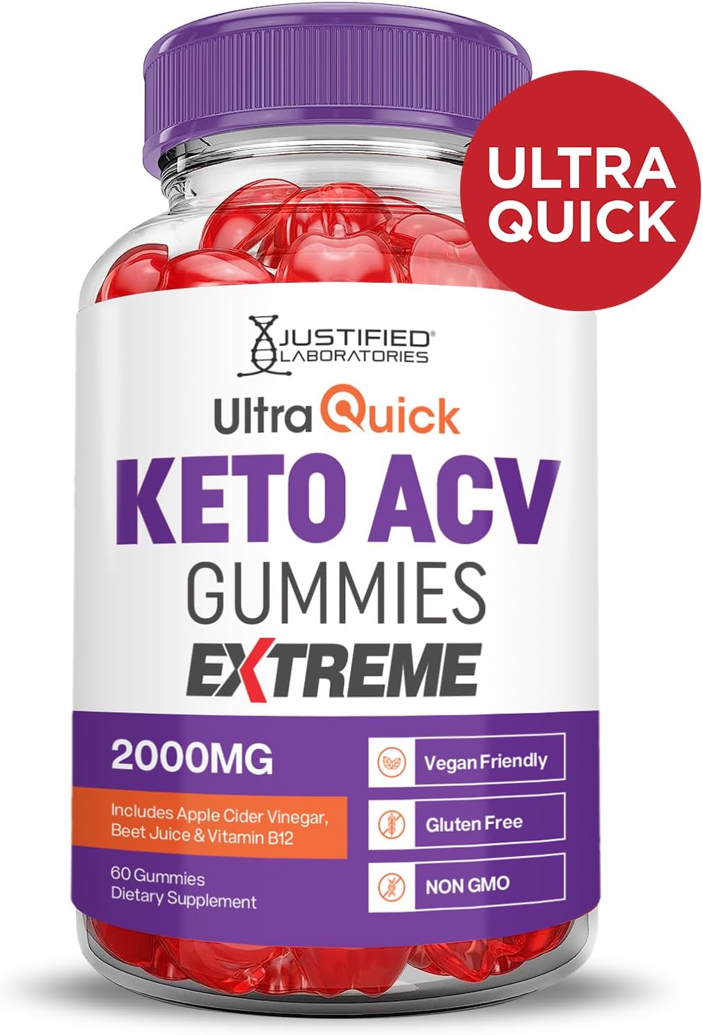 2 Pack Ultra Quick Keto ACV Gummies Extreme 2000MG with Pomegranate Beet Juice Powder - 120 Gummys