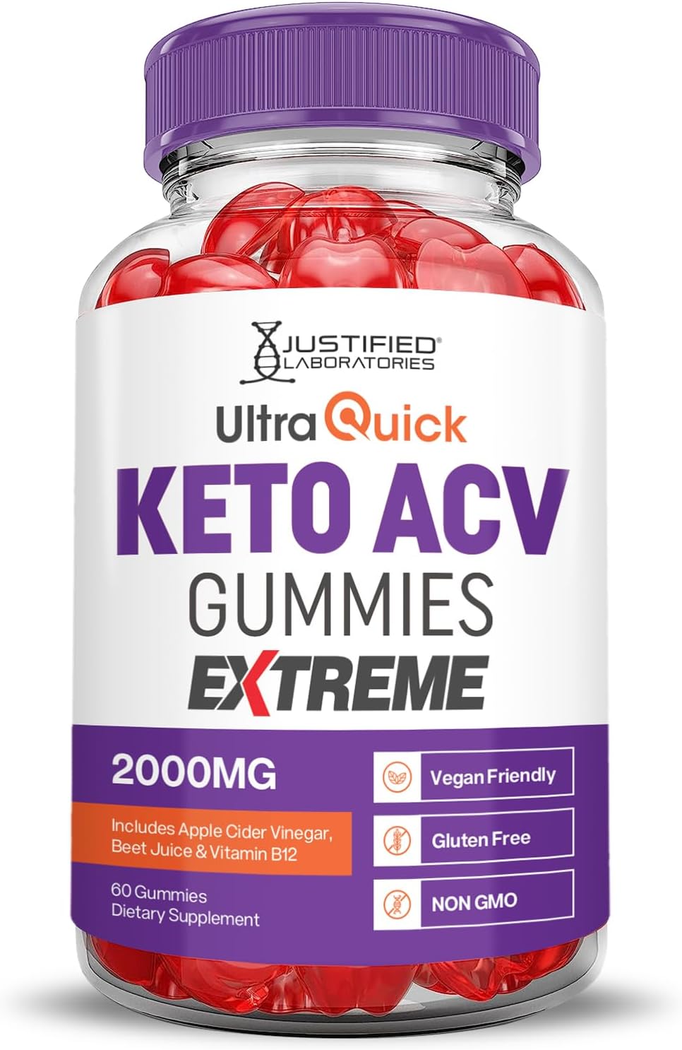 2 Pack Ultra Quick Keto ACV Gummies Extreme 2000MG with Pomegranate Beet Juice Powder - 120 Gummys