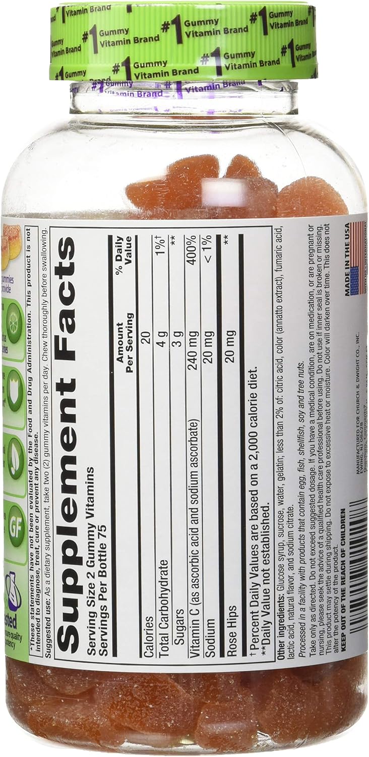 2 Pack Vitafusion Power C Adult Vitamin Gummies - Natural Orange Flavor, 300 Gummies for Immune Support