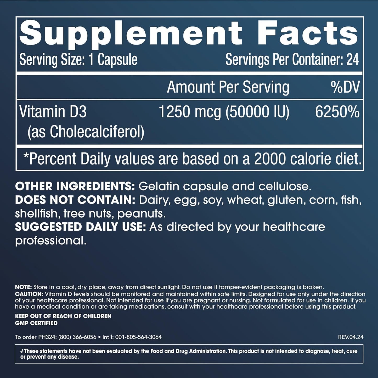 2-Pack Vitamin D3 Extreme (50,000 IU, 24 Capsules) for Bone Health & Immune Support - Gluten & Soy Free