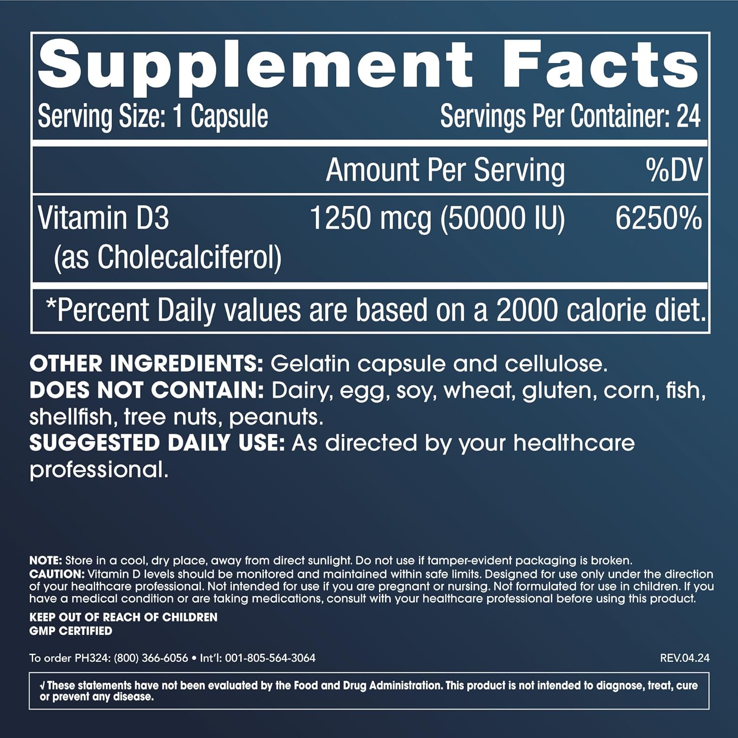 2-Pack Vitamin D3 Extreme (50,000 IU, 24 Capsules) for Bone Health & Immune Support - Gluten & Soy Free