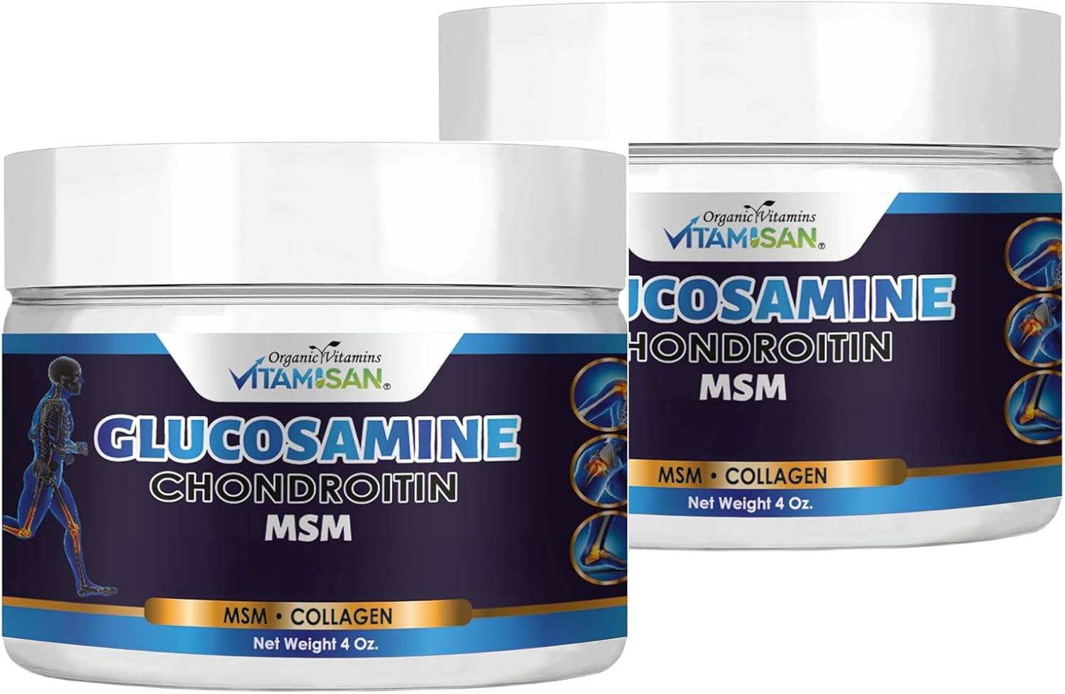 2 Pack Vitamisan Glucosamine Chondroitin MSM Collagen and Arnica Cream 4 OZ - Joint Pain Relief Cream